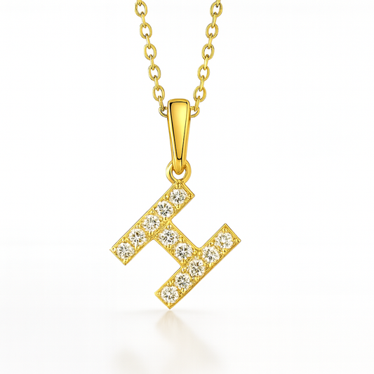 0.18ct - "H" Letter Pendant – 18k Yellow Gold