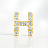 0.12cts "H" Letter Stud Earring  18k Yellow Gold
