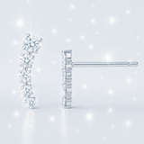 0.40 Carats Half Moon Diamond Bar Earrings - 18K White Gold