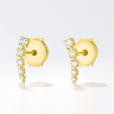 0.40 Carats - Half Moon Diamond Bar Earrings Yellow Gold