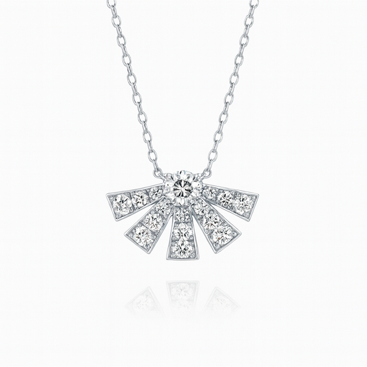 0.6ct - Half Sunrise Diamond Pendant – 18k White Gold