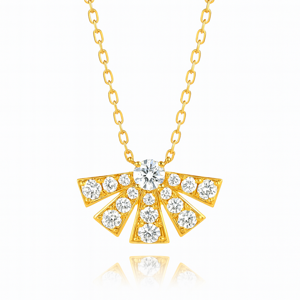 0.6ct - Half Sunrise Diamond Pendant – 18k Yellow Gold