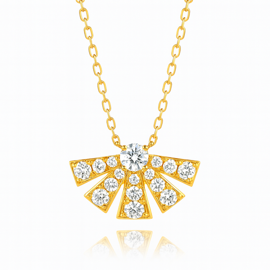 0.6ct - Half Sunrise Diamond Pendant – 18k Yellow Gold