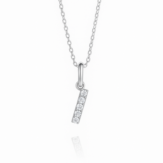 0.09ct - "I" Letter Pendant – 18k White Gold