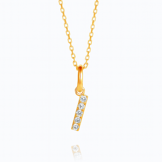 0.09ct - "I" Letter Pendant – 18k Yellow Gold