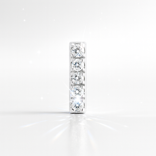 I Letter Stud Earring White Gold