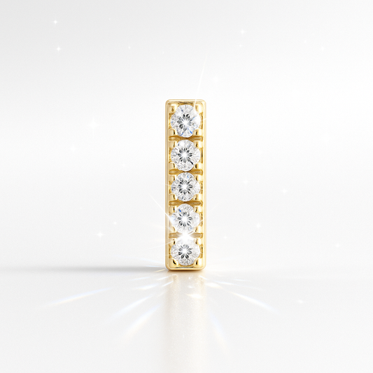 I Letter Stud Earring Yellow Gold