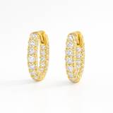 1.7 Carats -Iced Out Mini Diamond Hoop Earrings - 18k Yellow Gold