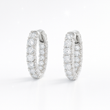 1.7 Carats -Iced Out Mini Diamond Hoop Earrings - 18k White Gold