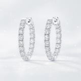 1.8 Carats -Inside Out Diamond Hoop Earrings - 18K White Gold