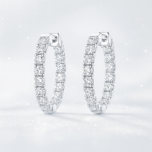 Inside Out Diamond Hoop Earrings - 18K White Gold