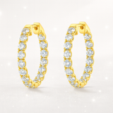 1.8 Carats -Inside Out Diamond Hoop Earrings - 18k Yellow Gold