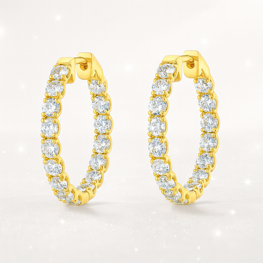 Inside Out Diamond Hoop Earrings - 18k Yellow Gold