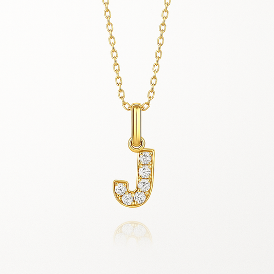 0.12ct - J Letter Pendant – 18k Yellow Gold