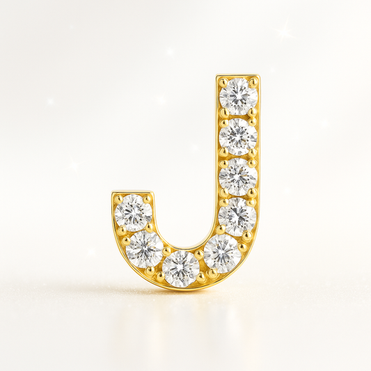 J Letter Stud Earring Yellow Gold