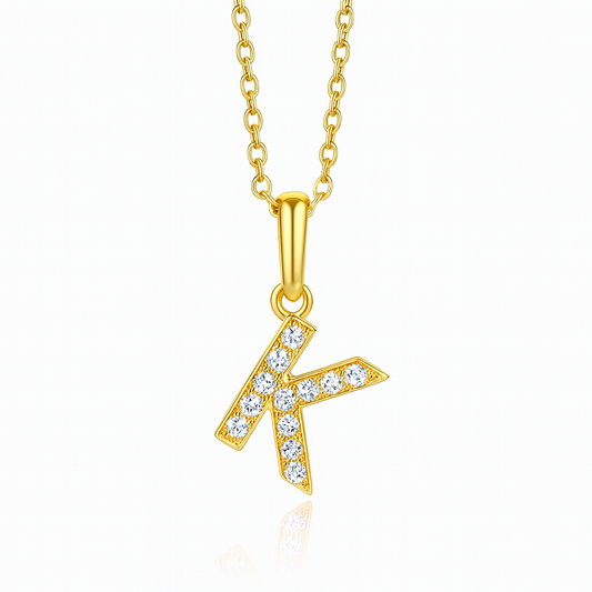 0.13ct - "K" Letter Pendant – 18k Yellow Gold