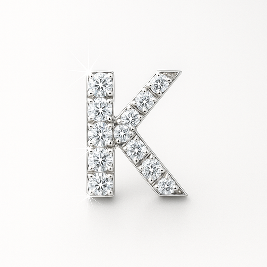 K Letter Stud Earring White Gold