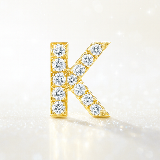 K Letter Stud Earring Yellow Gold