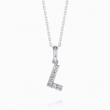 0.1ct - L Letter Pendant – 18k White Gold