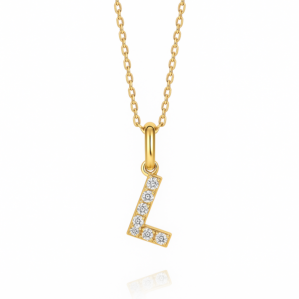 0.1ct - L Letter Pendant – 18k Yellow Gold