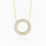 1.6ct - Large Diamond Circle Pendant in 18k Yellow Gold