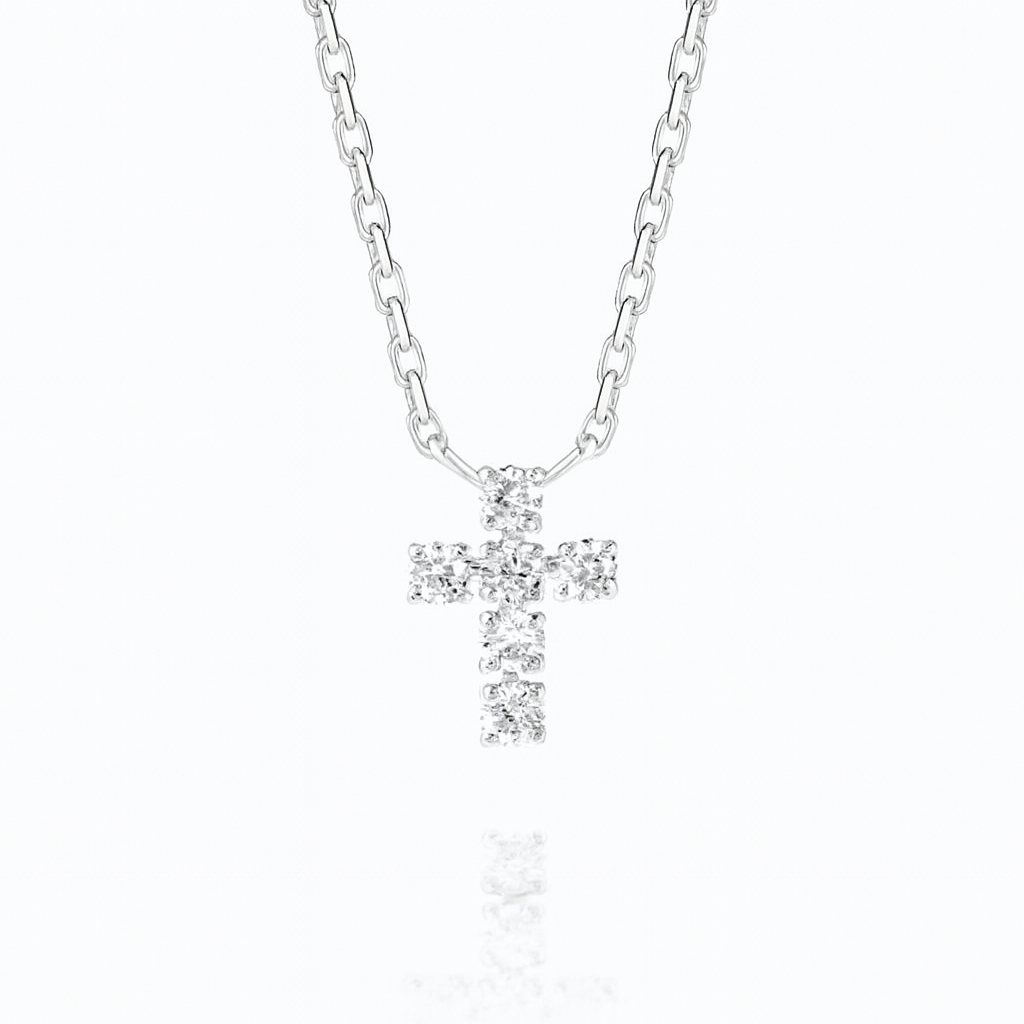 0.6ct - Large Diamond Cross Fashion Pendant – White Gold