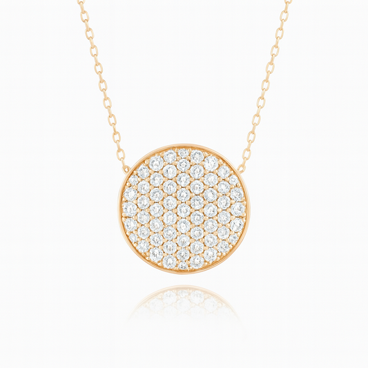 1ct - Large Diamond Disc Pendant in Rose Gold