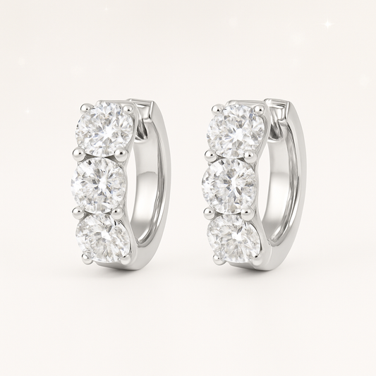 Large Diamond Huggie Earrings - 18k White Gold