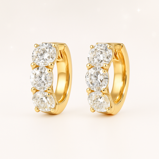 Large Diamond Huggie Earrings in 18k Yellow Gold
