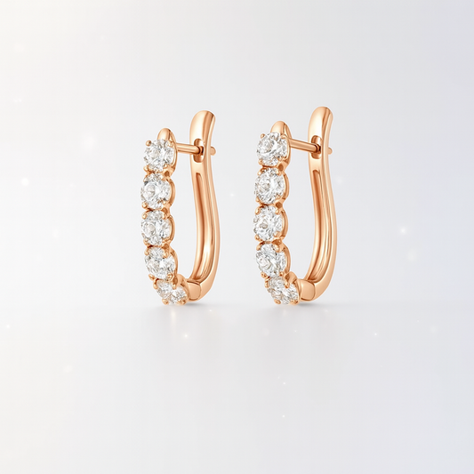 Large Diamond Paperclip Hoop Earrings - 18K Rose Gold