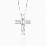 1.85ct - Large Emerald Cut Diamond Cross Pendant in White Gold | Arabic Letter Pendant - ز