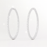 1.8 Carats -Large Lab Grown Diamond Hoop Earrings - 18k White Gold