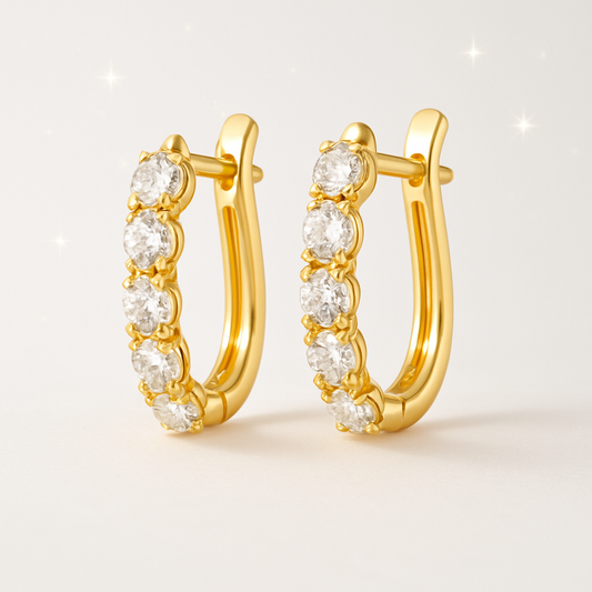Large Paperclip Diamond Hoop Earrings - 18k Yellow Gold