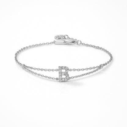 Letter Bracelet “B” – 18K White Gold