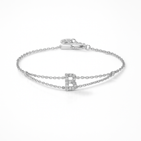 Letter Bracelet “B” – 18K White Gold