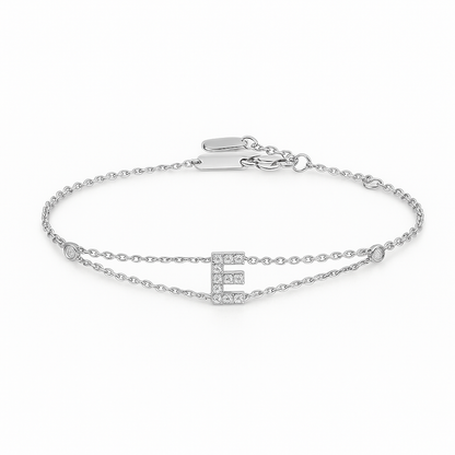 Letter Bracelet “E” – 18K White Gold