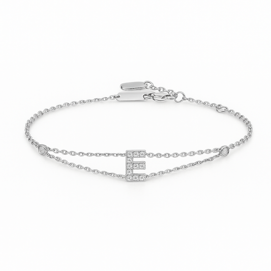 Letter Bracelet “E” – 18K White Gold