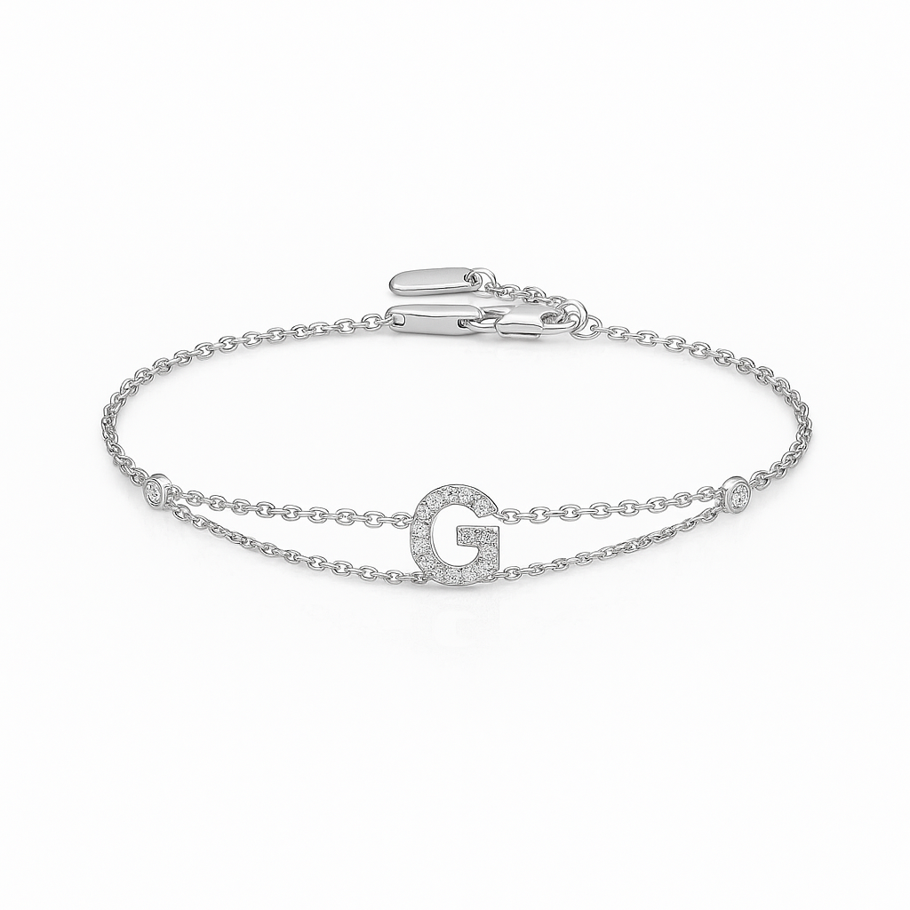 Letter Bracelet “G” – 18K White Gold
