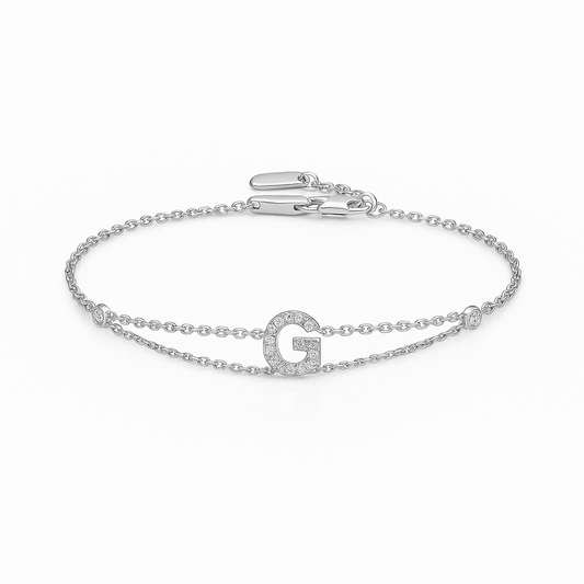 Letter Bracelet “G” – 18K White Gold