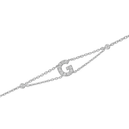Letter Bracelet “G” – 18K White Gold