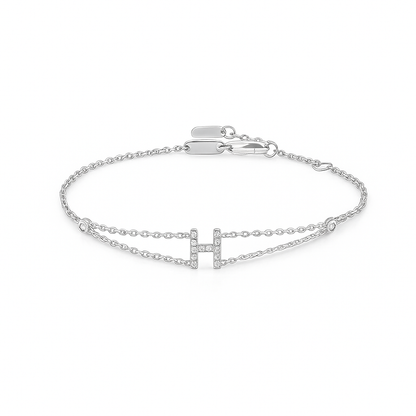 Letter Bracelet “H” – 18K White Gold