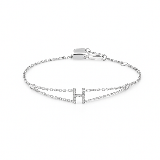 Letter Bracelet “H” – 18K White Gold