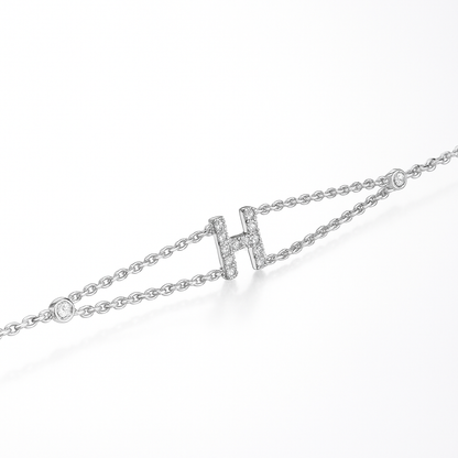 Letter Bracelet “H” – 18K White Gold
