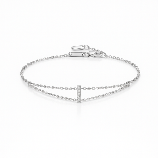 Letter Bracelet “I” – 18K White Gold