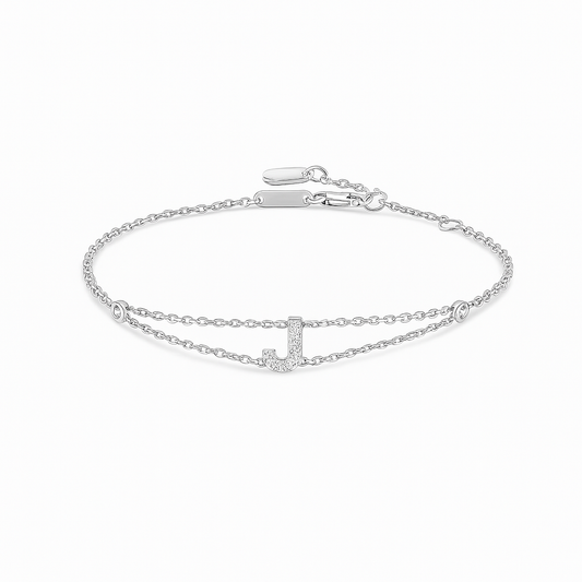 Letter Bracelet “J” – 18K White Gold
