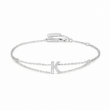 0.09ct - Letter Bracelet “K” – 18K White Gold