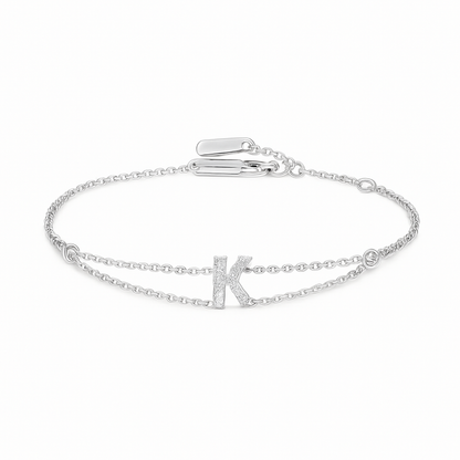 Letter Bracelet “K” – 18K White Gold