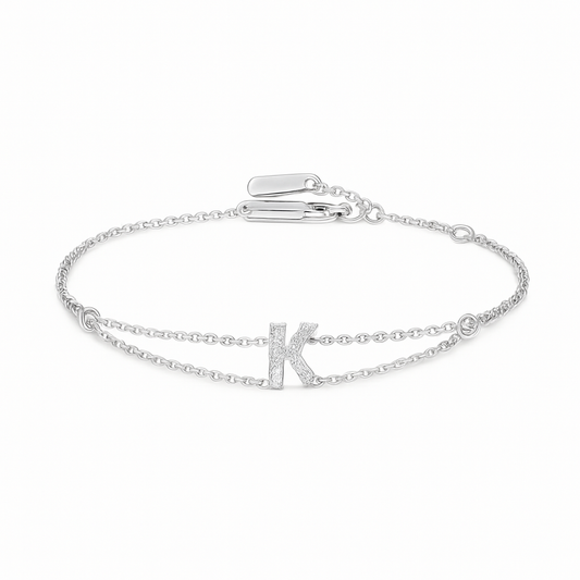 Letter Bracelet “K” – 18K White Gold