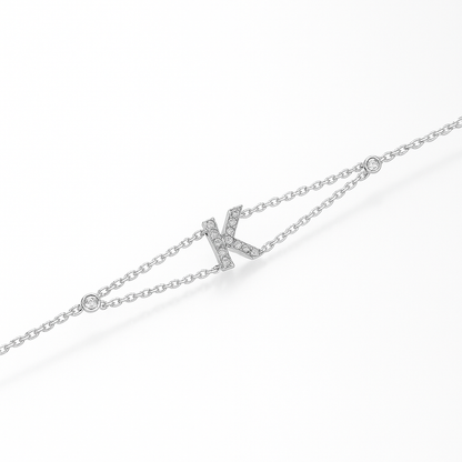 Letter Bracelet “K” – 18K White Gold