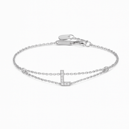 Letter Bracelet “L” – 18K White Gold